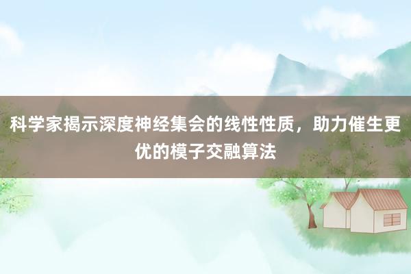 科学家揭示深度神经集会的线性性质，助力催生更优的模子交融算法