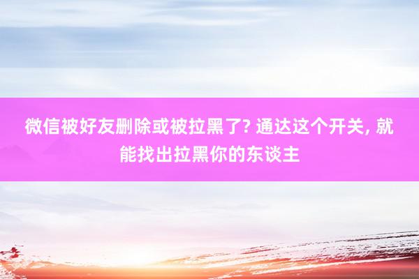 微信被好友删除或被拉黑了? 通达这个开关, 就能找出拉黑你的东谈主